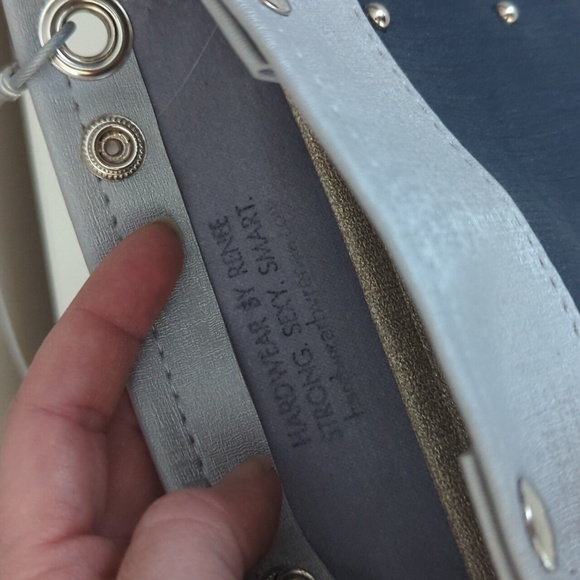 NWT Hardware By Renee Navy Gray Studded Shoulder Bag - Picture 6 of 7